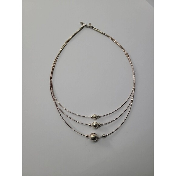 Vintage Sterling Silver 925 Necklace Beaded Rope Multi Strand Jewelry Fine Metal - Picture 14 of 15